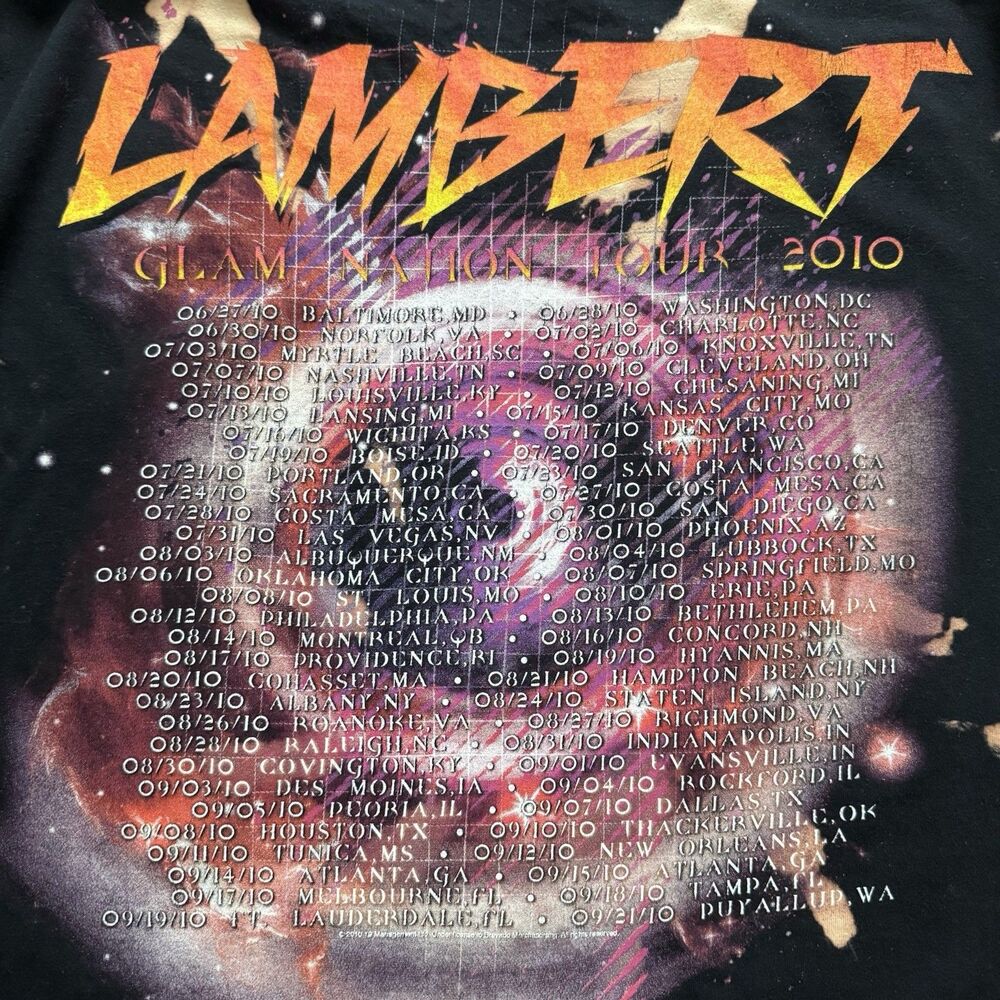 Adam Lambert Glam Nation Tour 2010 Bleached Tie Dye Band T Shirt L Double Sided - Picture 6 of 8